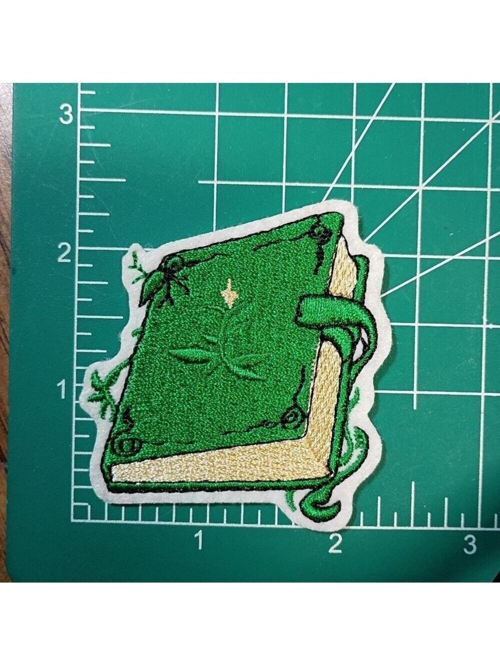 2/$10 Green Embroidered Forest Spell Book Patch
